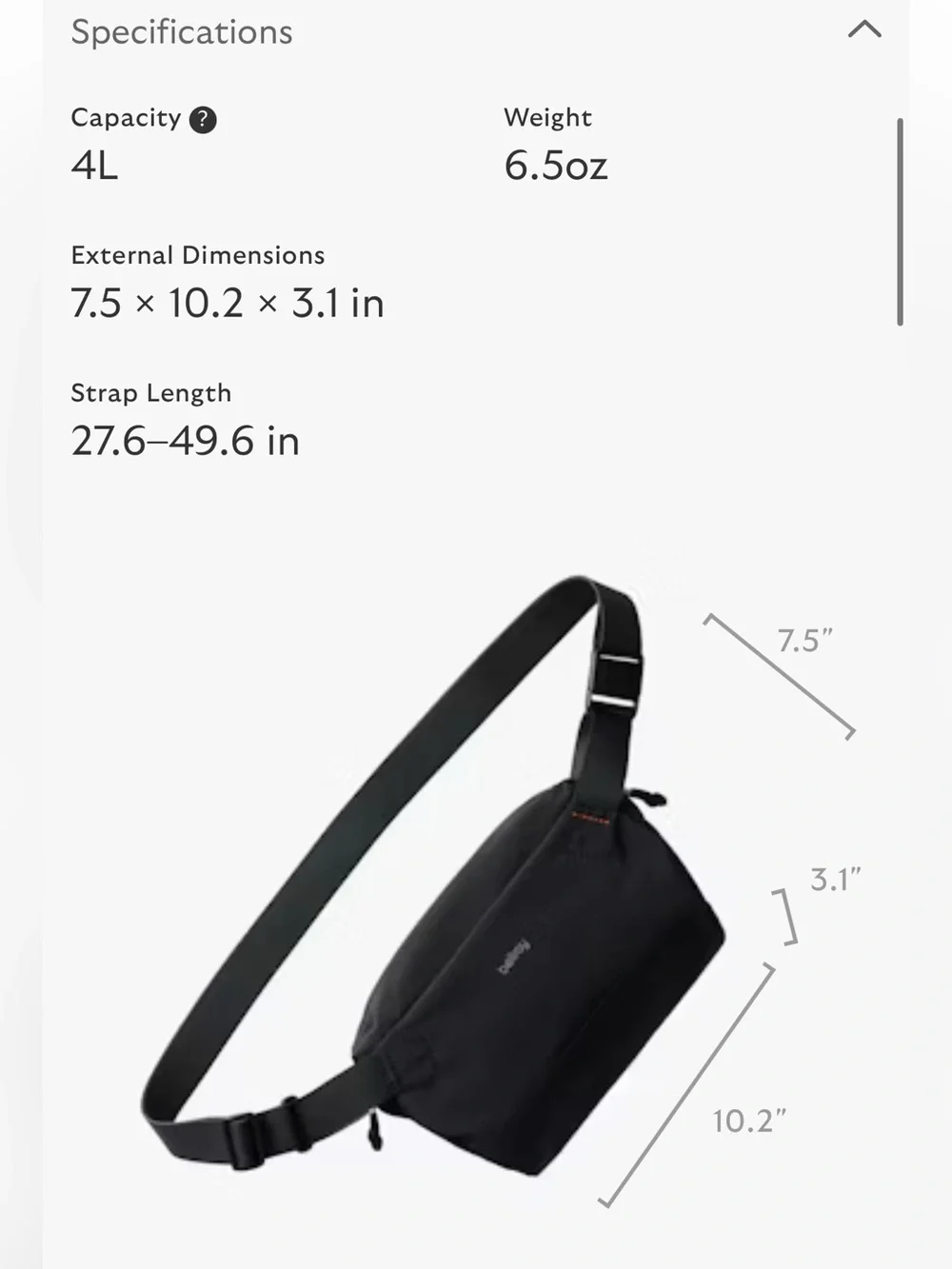 Bellroy Black lite sling mini - 4L